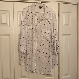 Button-up with rolled sleeve detail